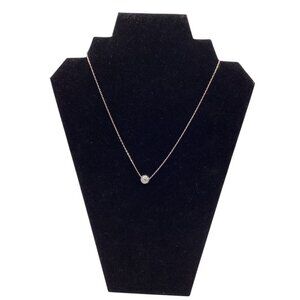 White Gold Plated "O" Word Necklace S925 Chain Italy 16in Delicate Pendant Jewel